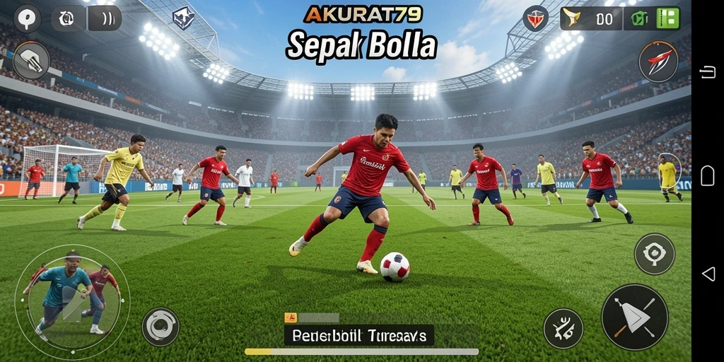 Tampilan gameplay menegangkan dalam pertandingan sepak bola.