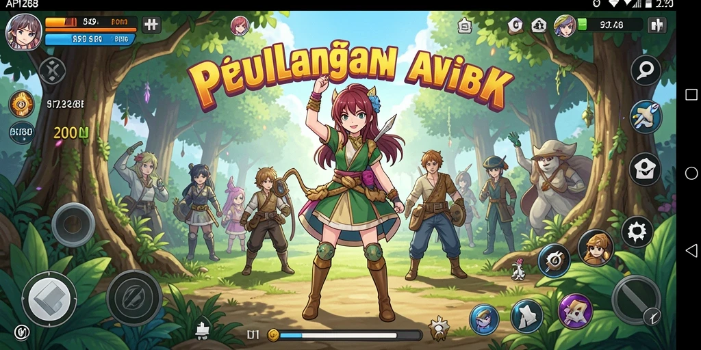 Screenshot utama API288 menampilkan karakter anime dalam pertempuran seru.