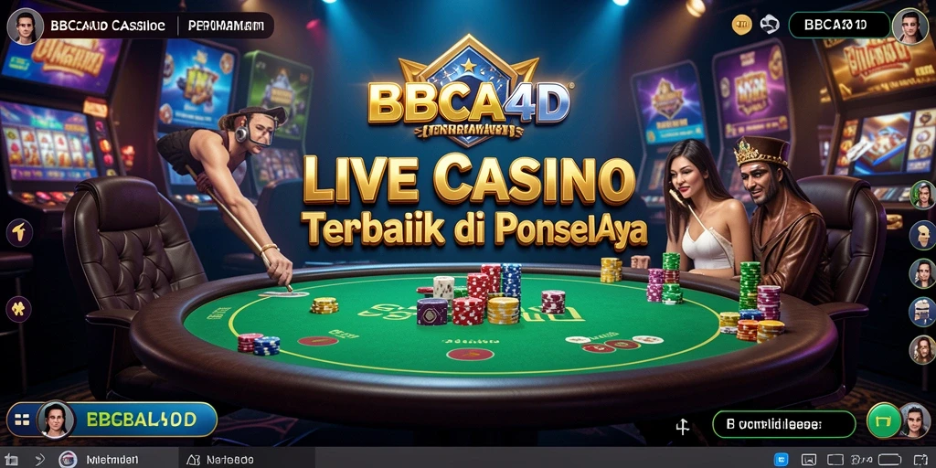 Tampilan gameplay BBCA4D menampilkan dealer profesional dan suasana kasino langsung.