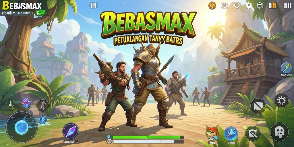 Screenshot utama BEBASMAX menampilkan momen petualangan seru