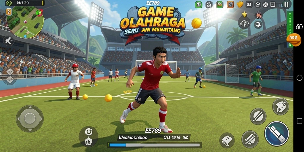 Tampilan gameplay EE789 dengan aksi olahraga yang mendebarkan.