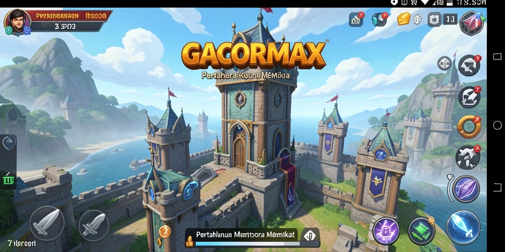 Tampilan gameplay seru dari GACORMAX yang menampilkan menara pertahanan.