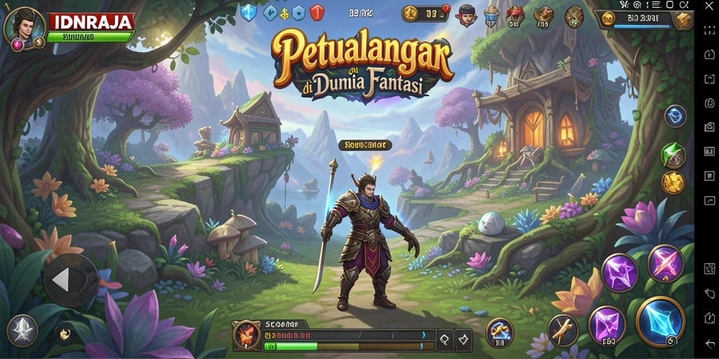 Tangkapan layar gameplay IDNRAJA menampilkan karakter dalam petualangan epik.