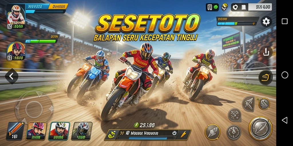 Gambaran menarik gameplay balapan SESETOTO yang mendebarkan.