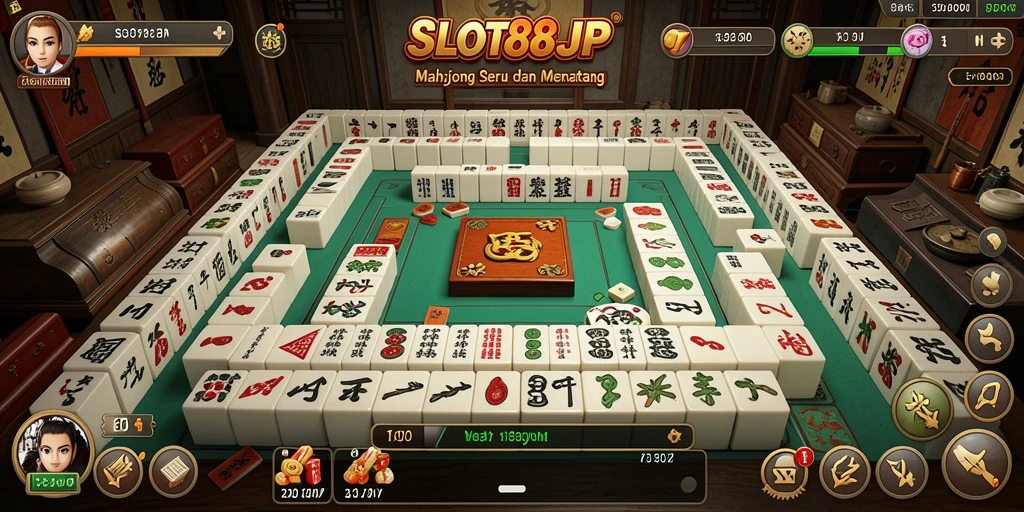 Tampilan gameplay Mahjong yang menarik dan interaktif dari SLOT88JP.