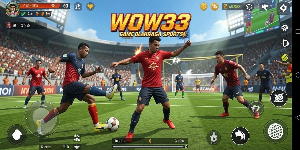 Screenshot utama WOW33 menampilkan aksi seru dalam pertandingan olahraga.